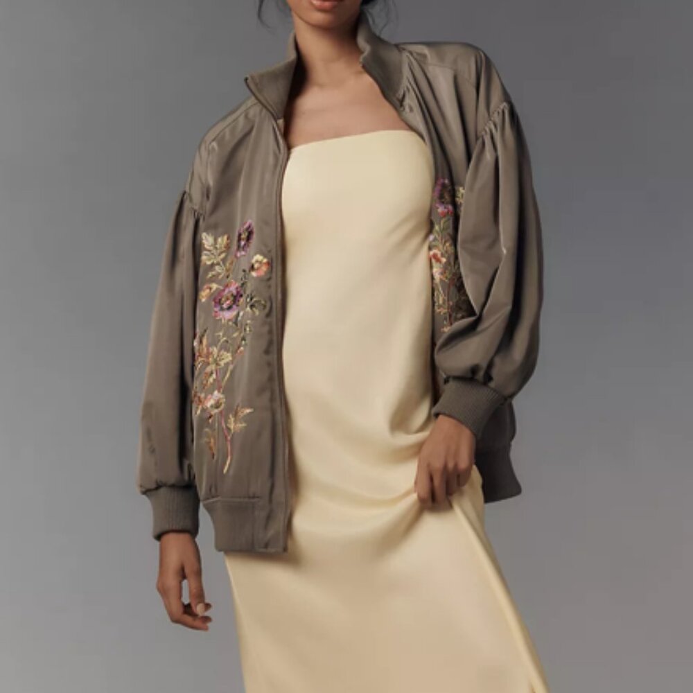 Anthropologie floral embroidered bomber jacket - Sold Out Online - NWT